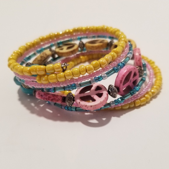 Peace Symbol Wire Wrap Bracelet Jasper - Picture 5 of 5